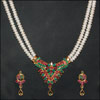 Two Lines Emeralds and Rubies Pearl Set (VJM-7) - Click here to View more details about this Product